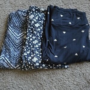 Set of Three Black and White Patterned Leggings